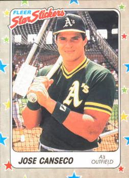 1988 Fleer Sticker Baseball Cards        054      Jose Canseco